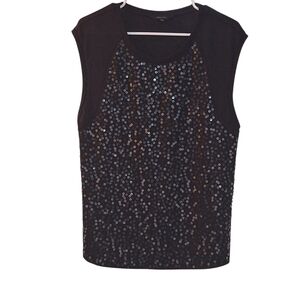 RW&CO. Black Sequin Boxy Muscle Tee